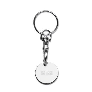 Porta-chaves metálico redondo com ficha para carrinho das compras