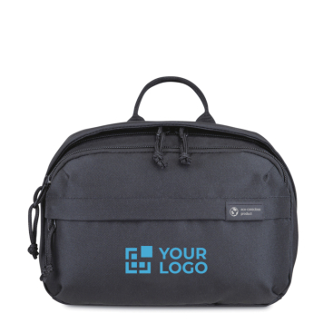 Necessaire para higiene RPET com asa superior e grande espaço