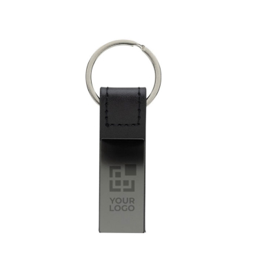 Porta-chaves elegante preto couro reciclado e liga de zinco