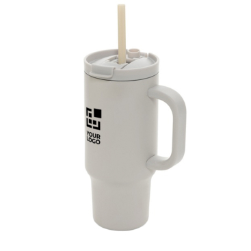 Copo térmico de aço inoxidável reciclado com palhinha e asa 480 ml