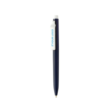 Caneta de plástico reciclado com tinta ultradeslizante escrita azul