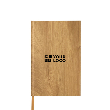 Caderno com capa dura em estampa de madeira A5 folhas com linhas