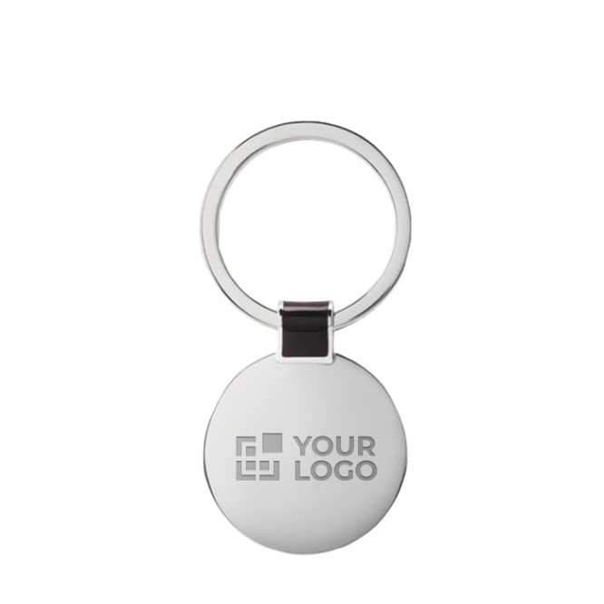 Elegante porta-chaves redondo de níquel cor preto