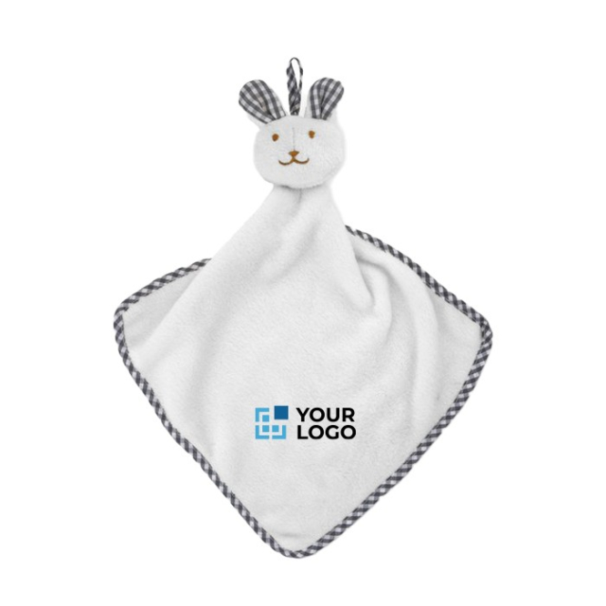 Doudou para bebé personalizável com logo cor branco