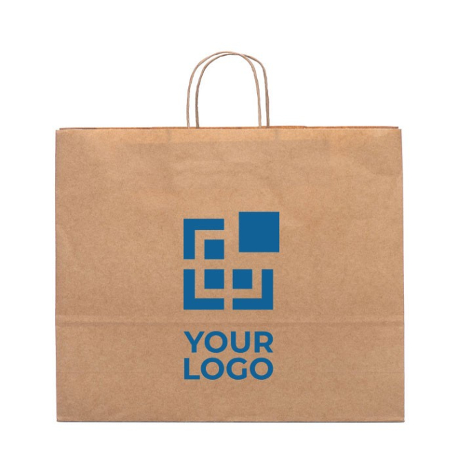 Saco grande em papel craft com logotipo cor castanho