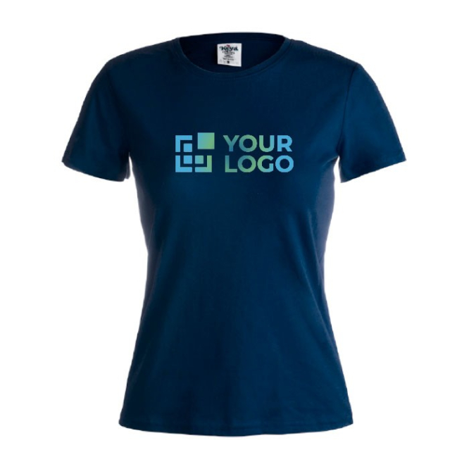 T-shirt branca de mulher para personalizar cor azul-marinho