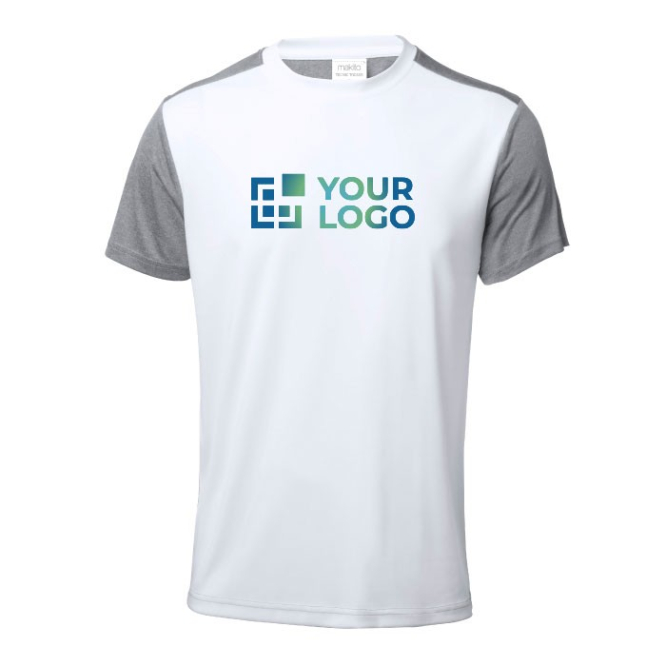 T-shirt técnica personalizável de duas cores cor branco
