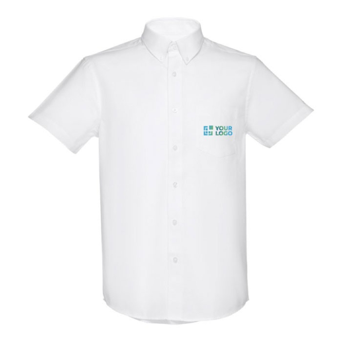 Camisa de manga curta ideal para uniforme cor branco primeira vista