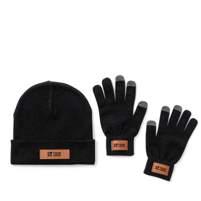 Set de gorro e luvas com dedos tactéis vista principal