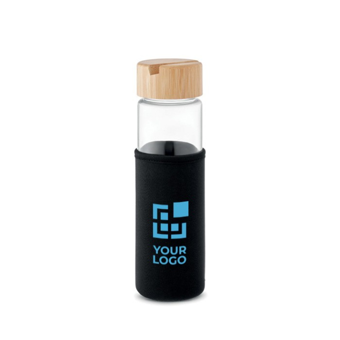 Garrafa de vidro antifugas com tampa de suporte para smartphone 600ml