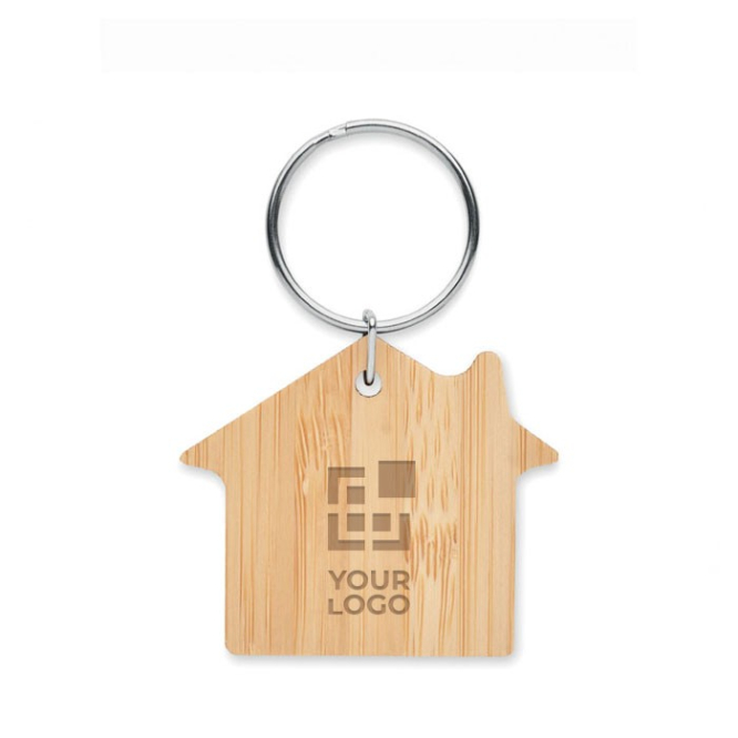 Porta-chaves económico de bambu em forma de casa