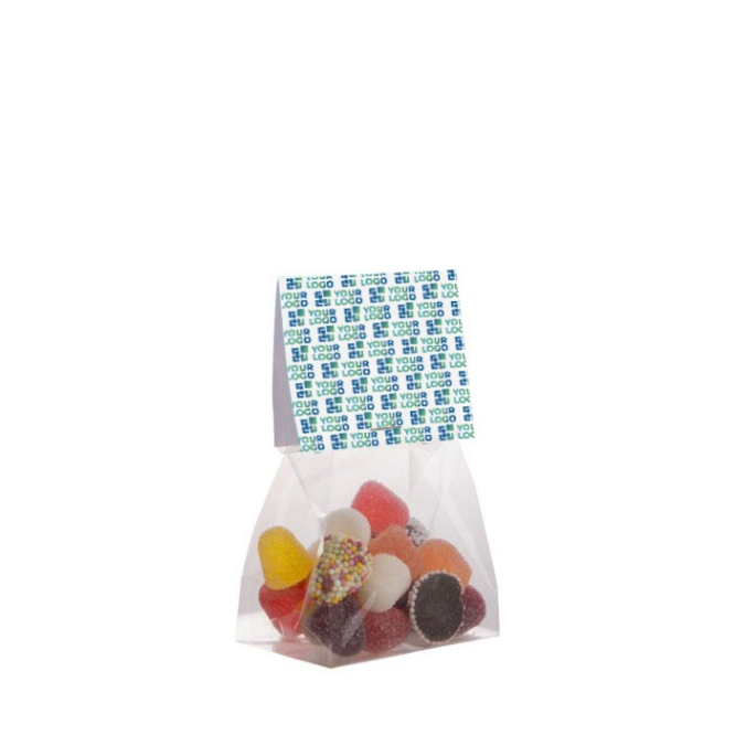 Saco de gomas sortidas com topo personalizável 50 g