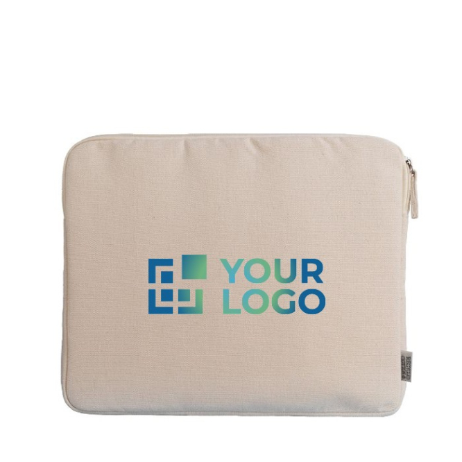 Bolsa para portátil de algodão reciclado, fecho de correr 14''