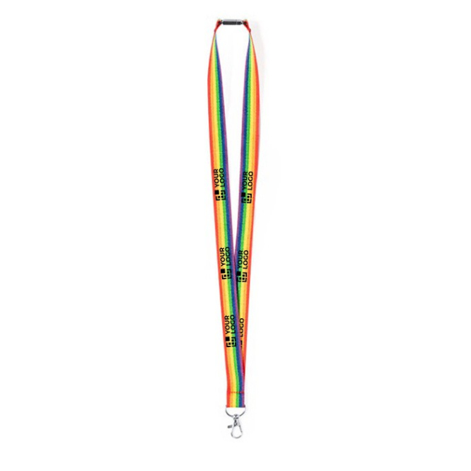 Lanyard de poliéster multicolorido com mosquetão metálico