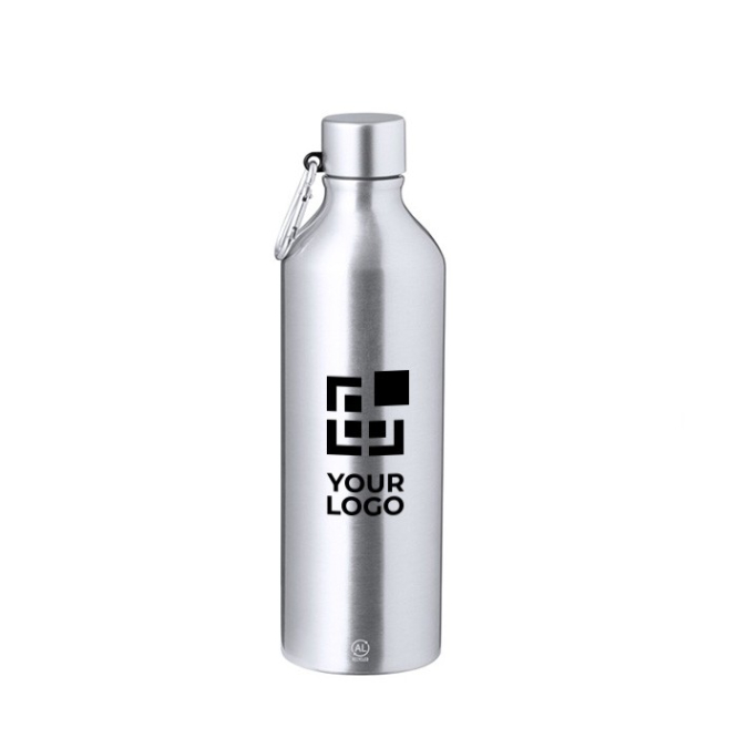 Garrafa de alumínio reciclado com acabamento fosco e mosquetão 800ml