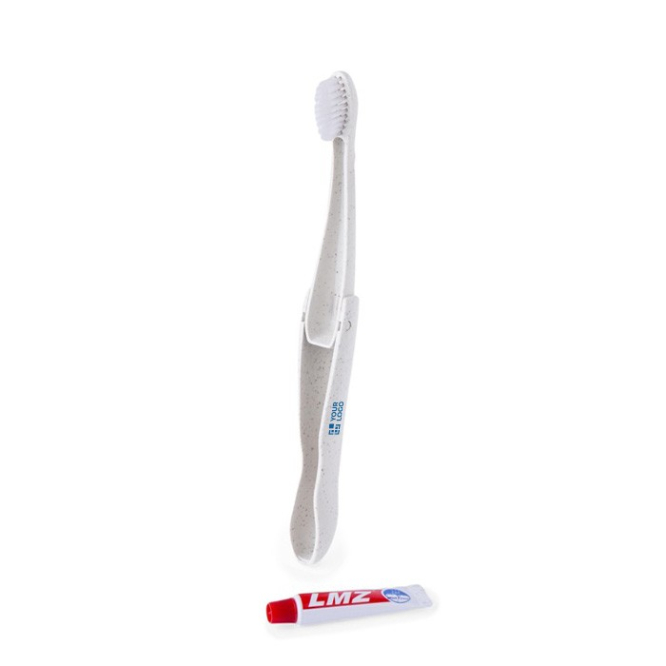 Escova de dentes dobrável de trigo com pasta de dentes