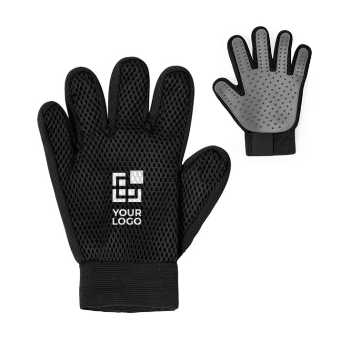 Luva para escovar animais de estimação com fita de velcro adaptável