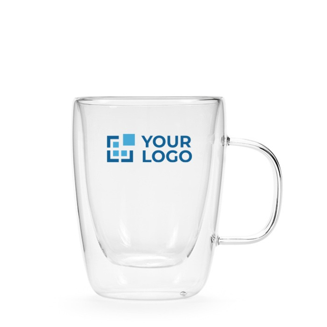 Caneca de vidro de borossilicato com parede dupla 260ml