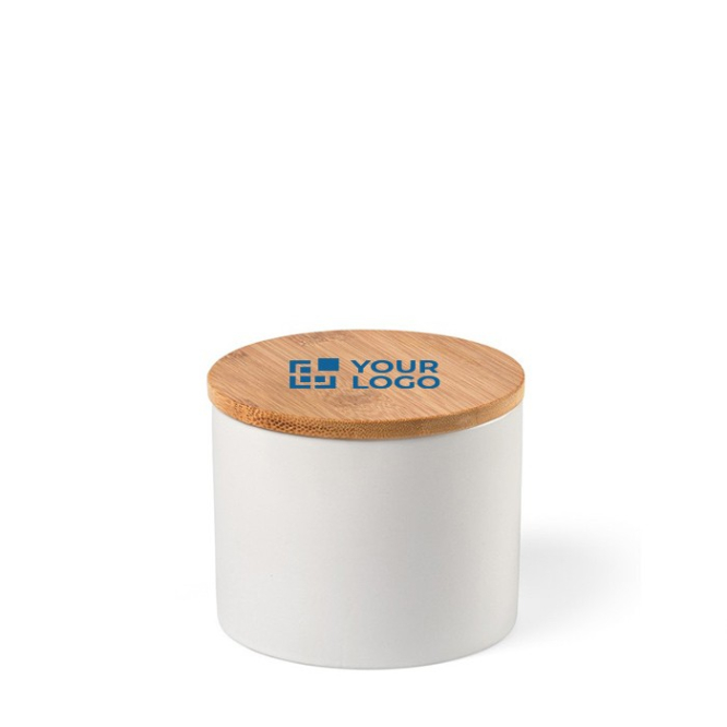Frasco cerâmico de cozinha com tampa de bambu 440ml