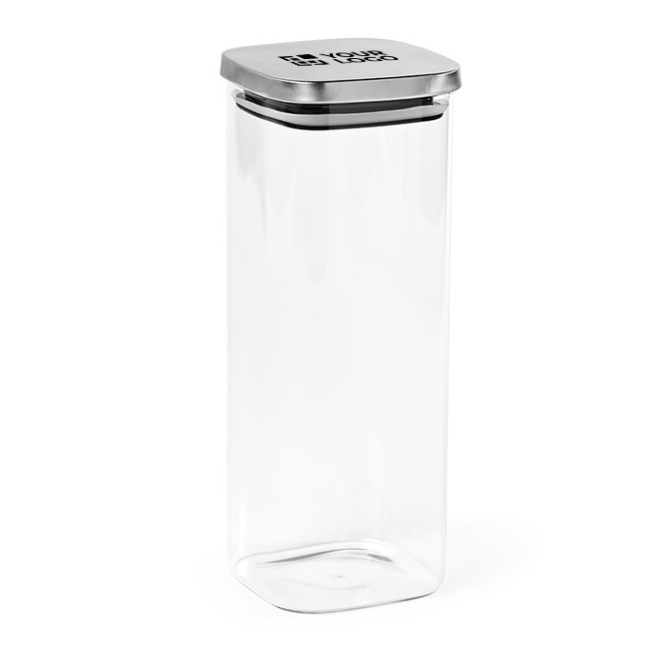 Frasco de vidro com tampa de aço inoxidável reciclado selado 2,04L