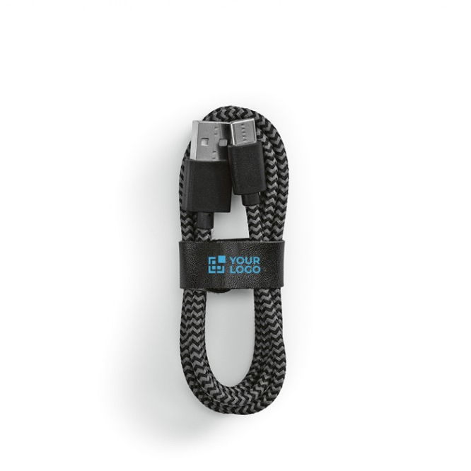 Cabo de RPET de 1 metro com dois conectores USB-A e USB-C