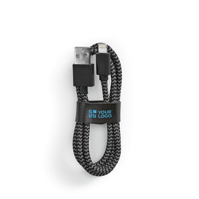 Cabo de carregamento de RPET de 1 metro com conector USB-A e Lightning