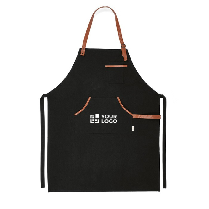 Avental de algodão reciclado e RPET com bolso superior 300 g/m2