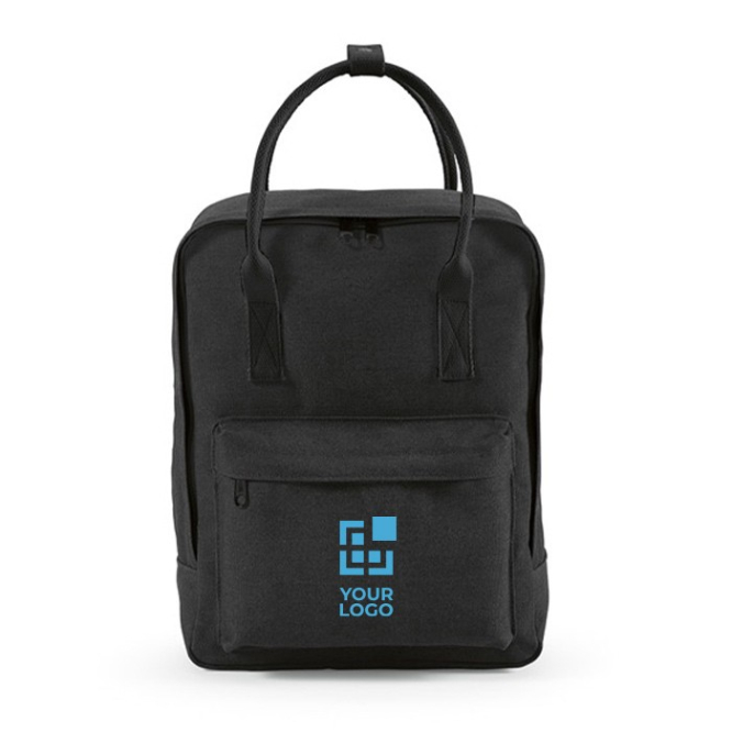 Mochila de algodão reciclado com alças e bolso frontal 450 g/m2