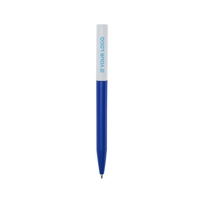 Caneta de plástico reciclado de várias cores com tinta azul