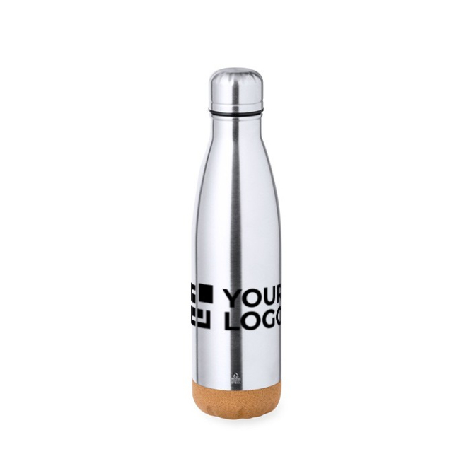 Garrafa de aço inox reciclado de parede dupla e base de cortiça 500ml