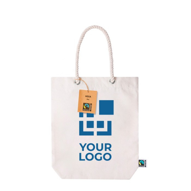 Saco de 100% algodão reciclado Fairtrade com alças compridas 280g/m2