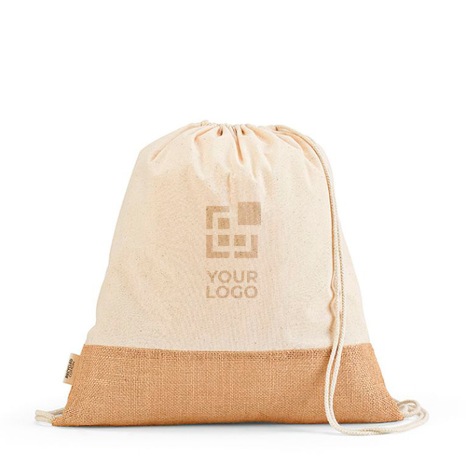 Mochila com cordas de algodão reciclado e base de juta 180 g/m2