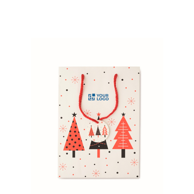 Saco-oferta de papel com motivo de Natal, tamanho médio