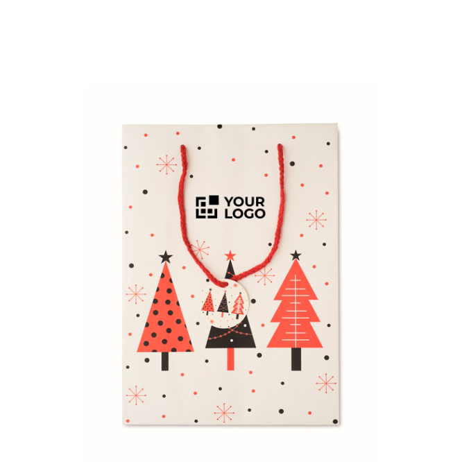 Saco-oferta de papel com motivo de Natal, tamanho grande
