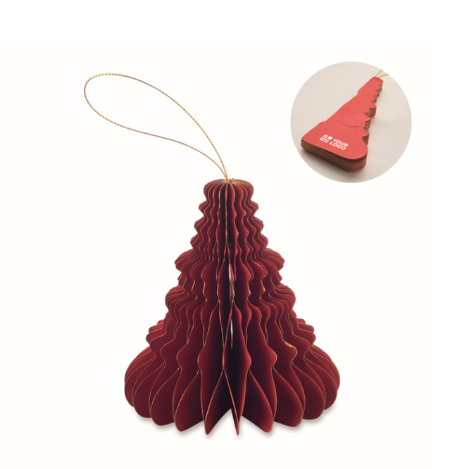 Enfeite de papel dobrável em forma de bola de Natal personalizável