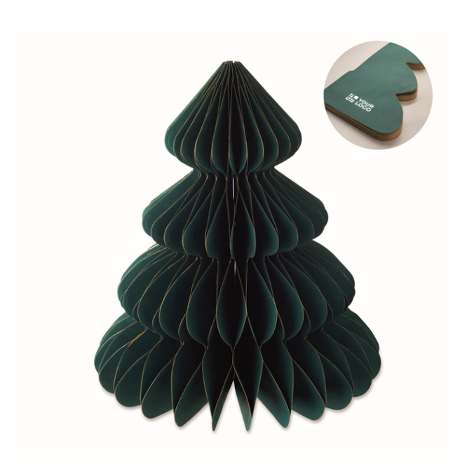 Enfeite de papel dobrável em forma de árvore de Natal personalizável