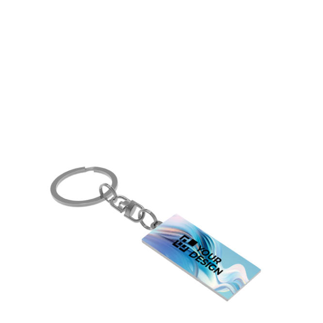 Porta-chaves metálico retangular personalizável a cor garrida 2 faces