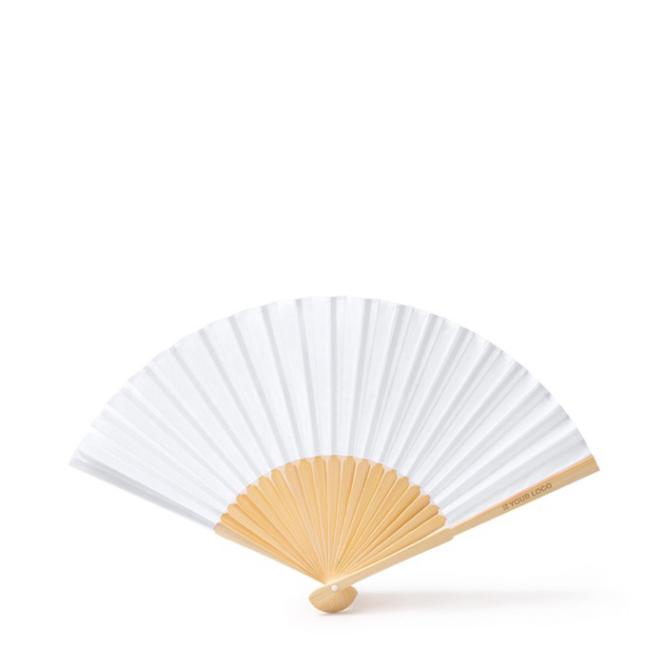 Leque com varetas de bambu e tecido de poliéster colorido