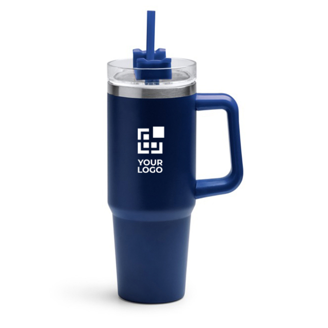 Garrafa térmica de aço inoxidável reciclado com palhinha 870 ml