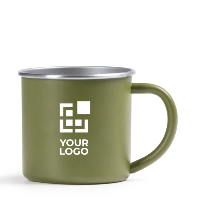 Caneca de aço inoxidável reciclado com borda e interior prateados 350 ml