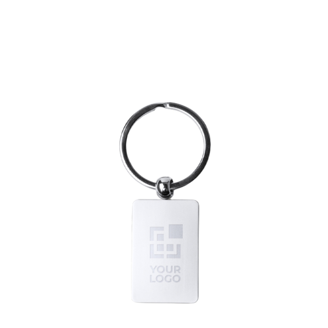 Porta-chaves metálico rotativo com acabamento mate e superfície de marcação