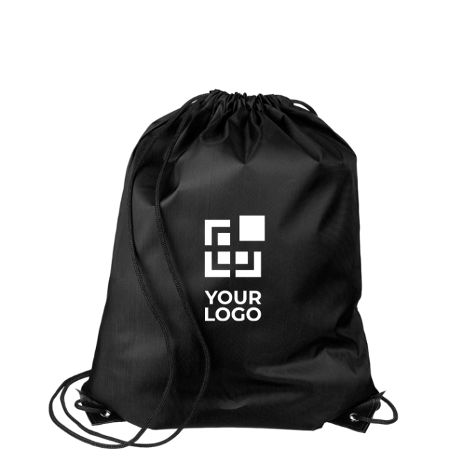 Mochila de cordas em poliéster com cantos e cordas pretas