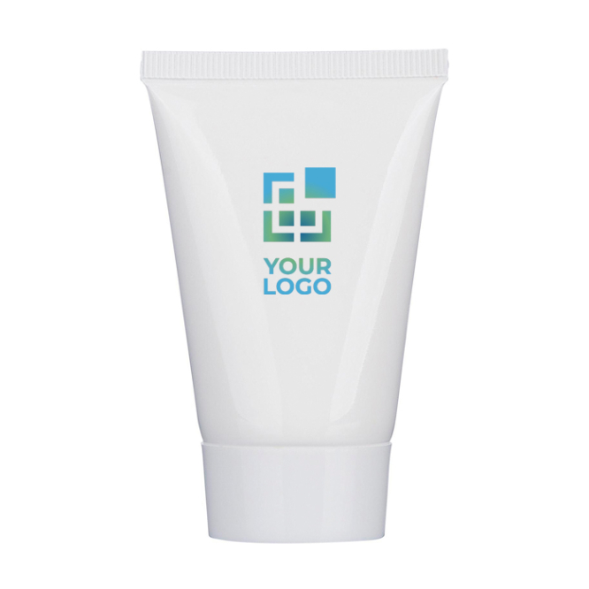 Protetor solar SPF30 e aroma a baunilha em tubo branco
