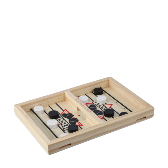 Jogo de hóquei de mesa rápido em madeira com 10 peças redondas
