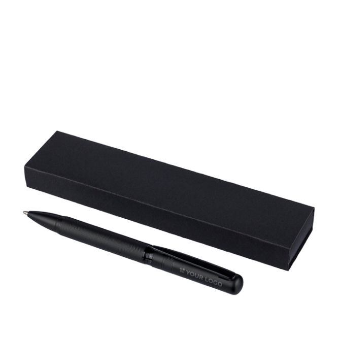 Caneta giratória de latão com clipe metálico, tinta azul