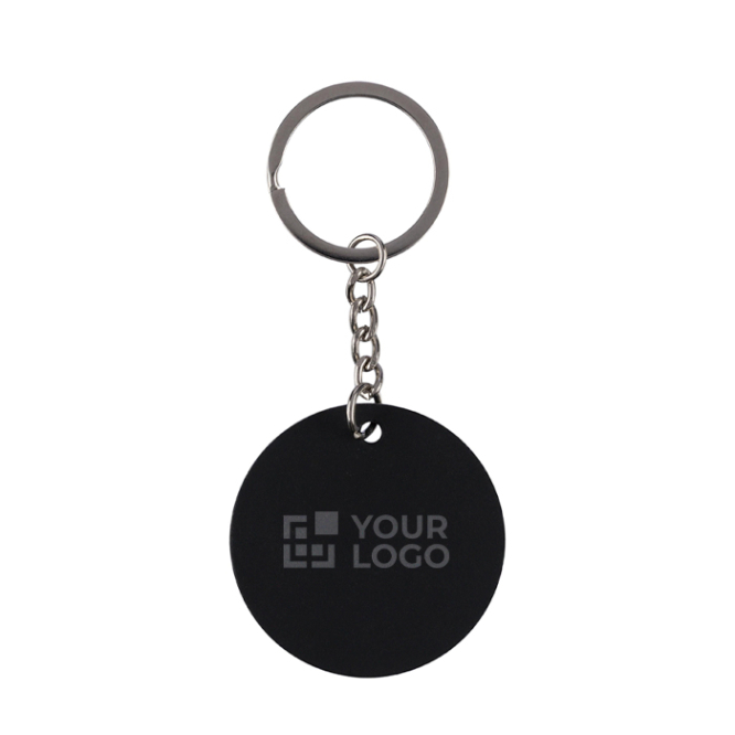 Porta-chaves redondo de aço inoxidável e borracha
