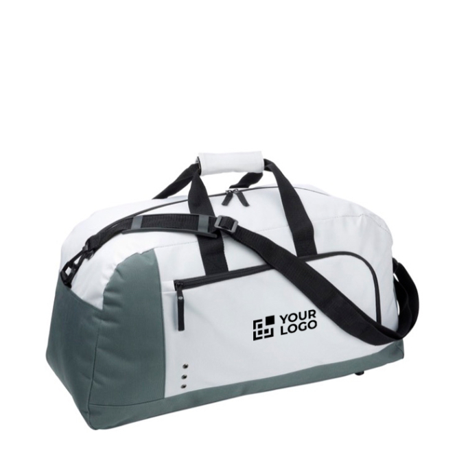 Saco desportivo com amplo bolso frontal e pega dupla