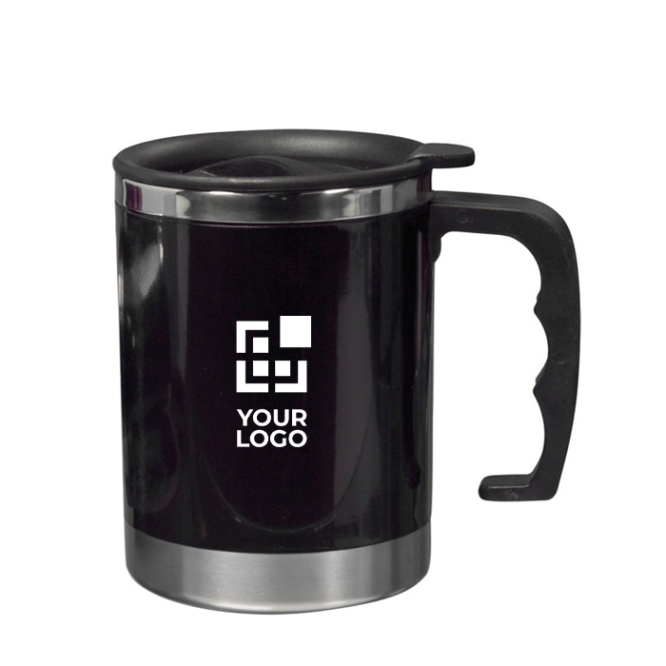 Caneca térmica de aço inoxidável e tampa com fecho deslizante