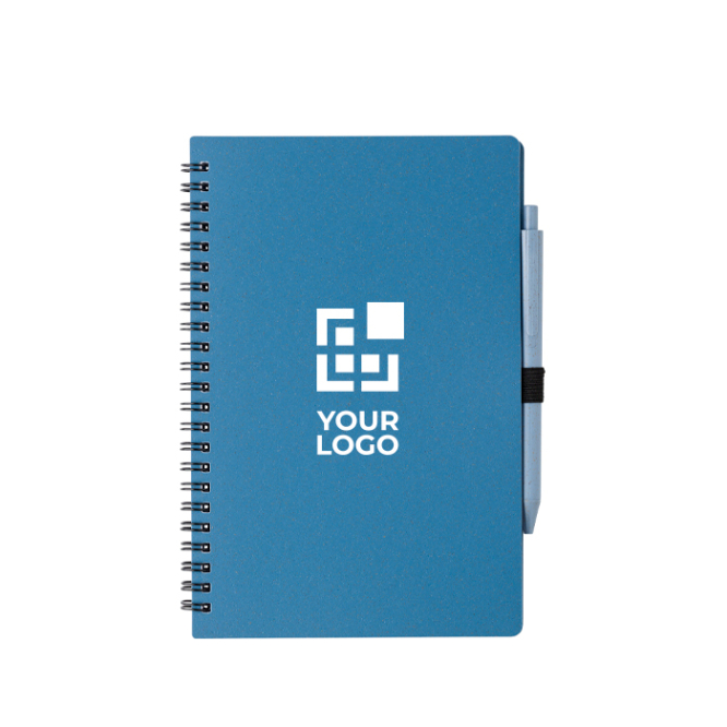 Caderno e caneta de palha de trigo a condizer, folhas A5 pautadas