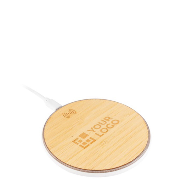 Carregador sem fios, aspecto de bambu redondo Bamboo